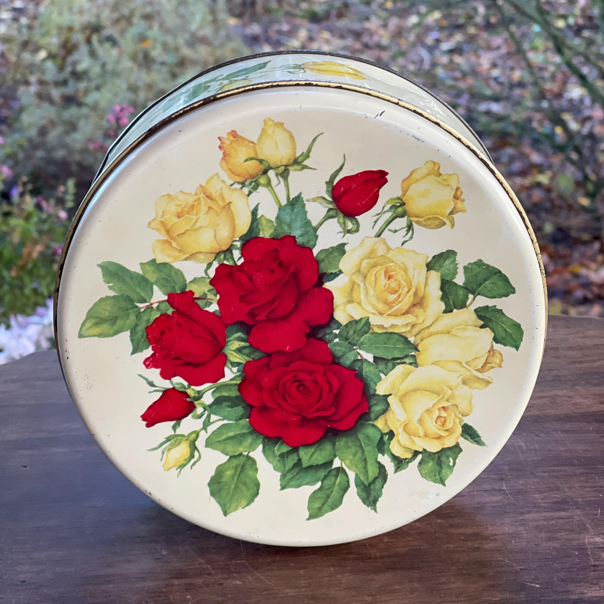 Vintage koektrommel met rozen - The Collectionist