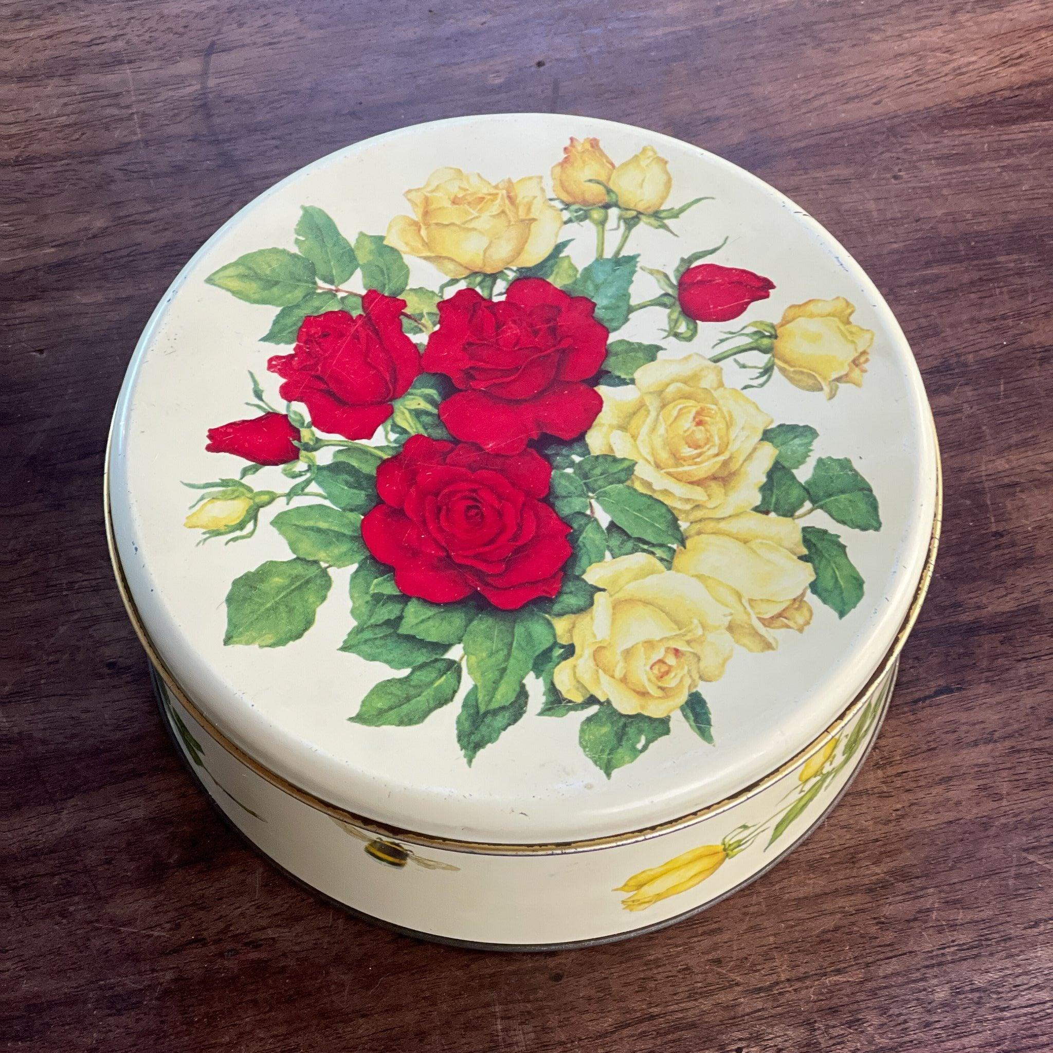 Vintage koektrommel met rozen - The Collectionist