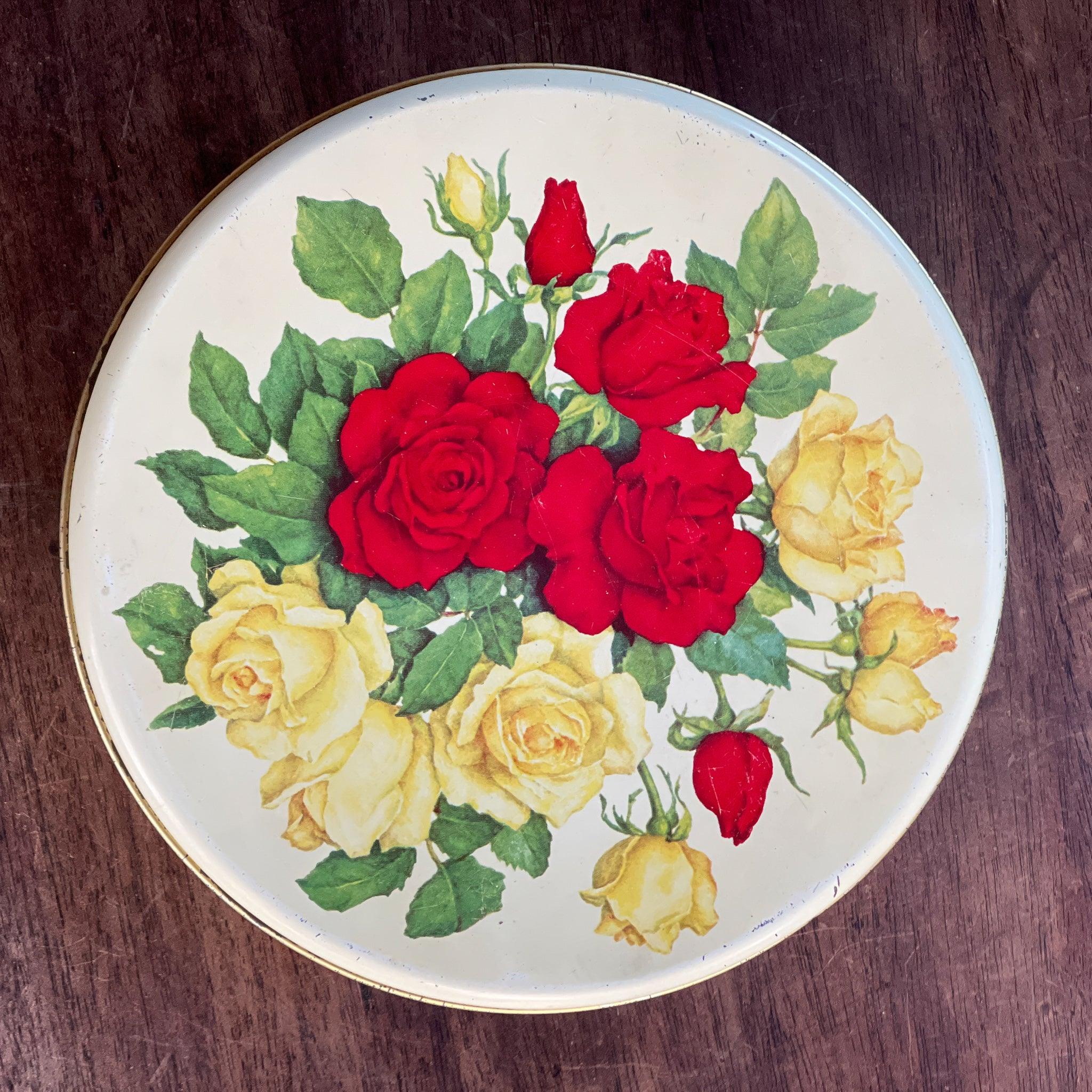 Vintage koektrommel met rozen - The Collectionist