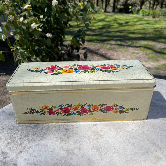 Vintage ontbijtkoek blik met rozen - Bamestra Curiosa