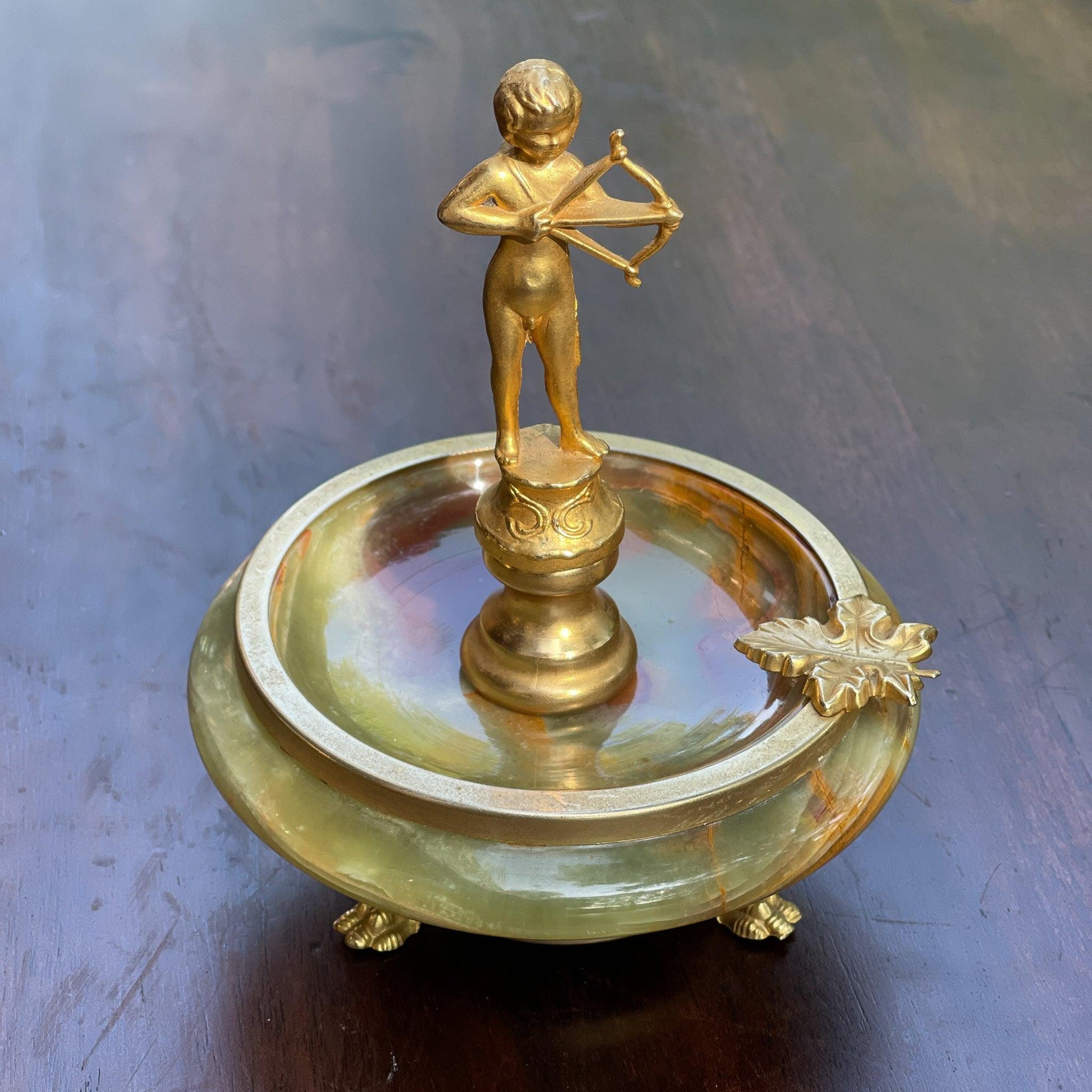 Vintage Onyx asbak met Cupido - Bamestra Curiosa
