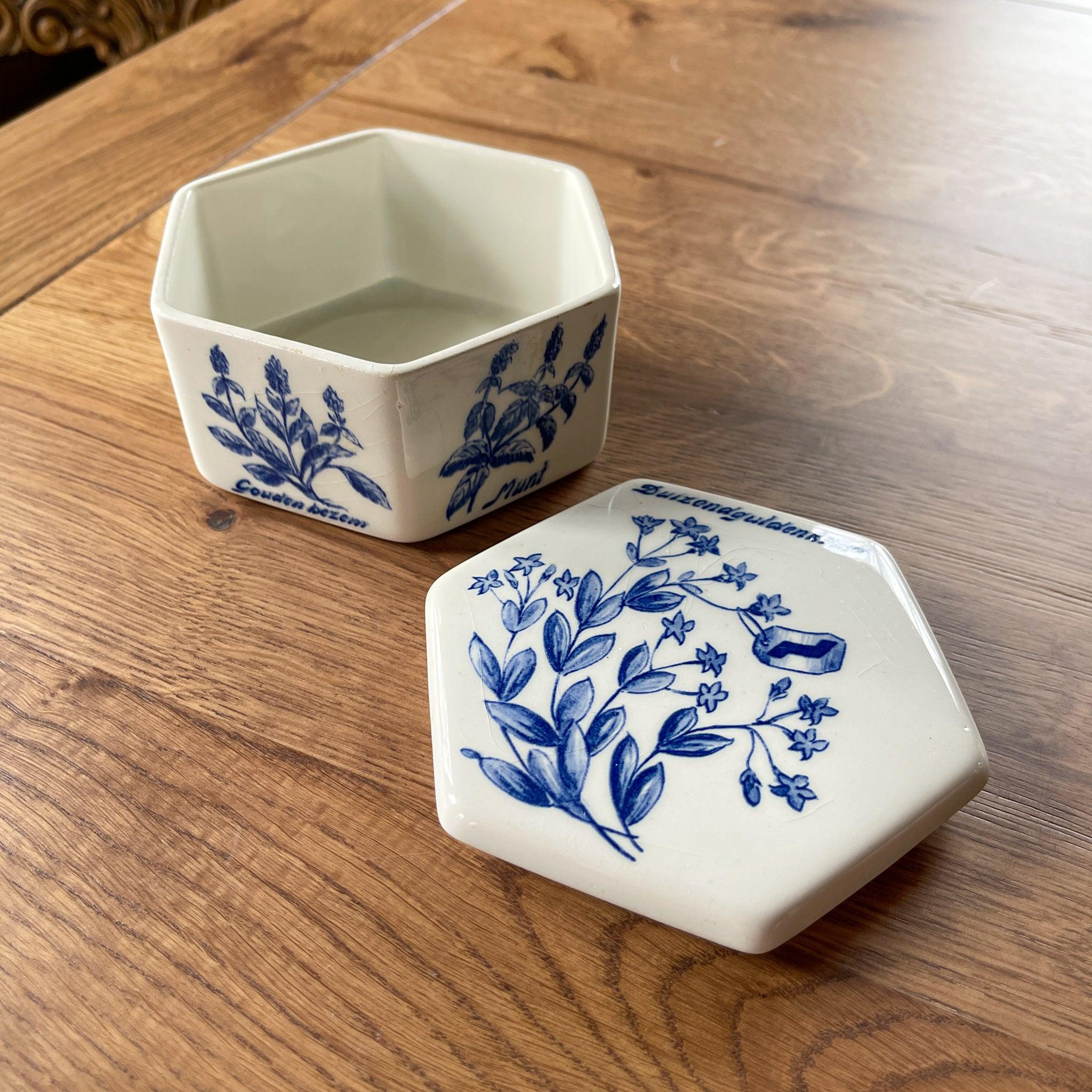 Vintage Regina Delfts Blauw kruidenpotje met deksel - The Collectionist