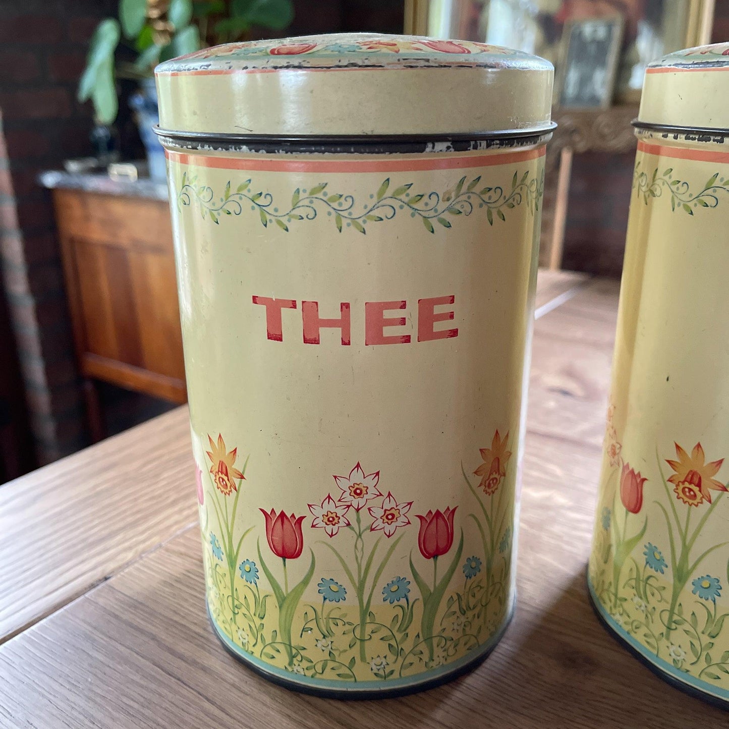 Vintage thee en suiker blikken - Bamestra Curiosa