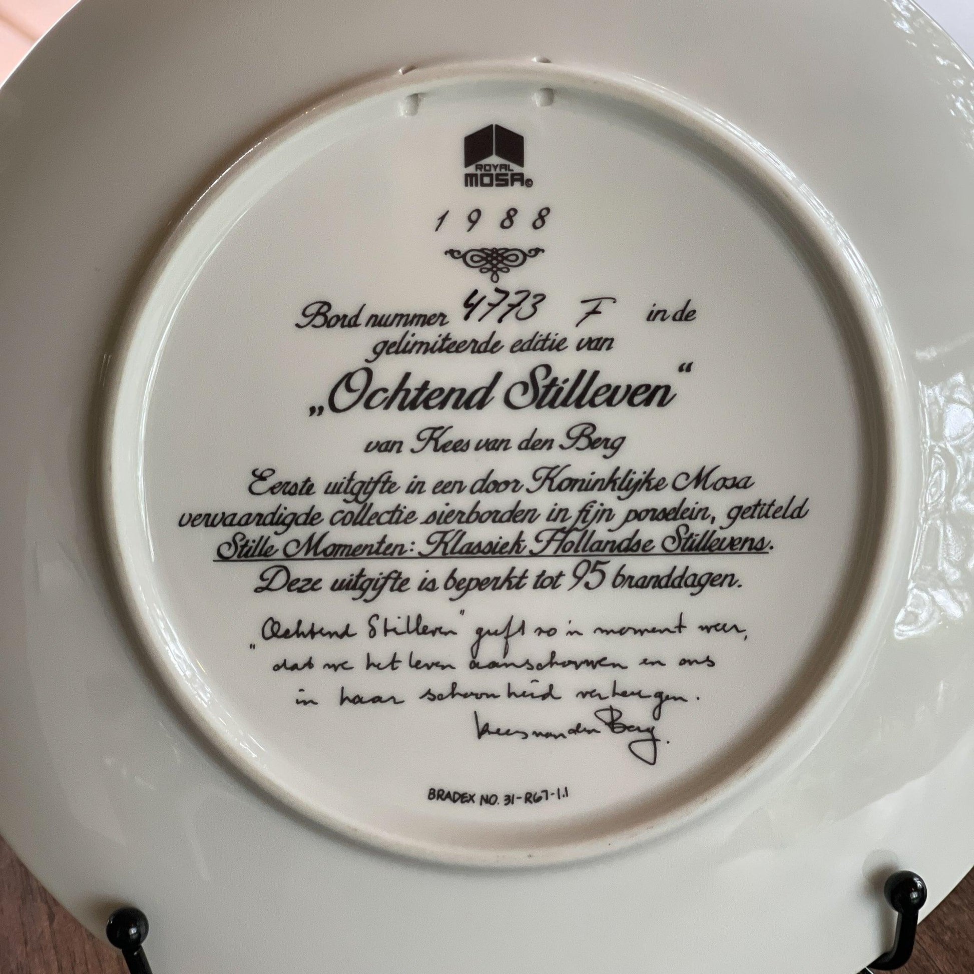 Wandbord "Ochtend Stilleven" Kees van den Berg - Bamestra Curiosa