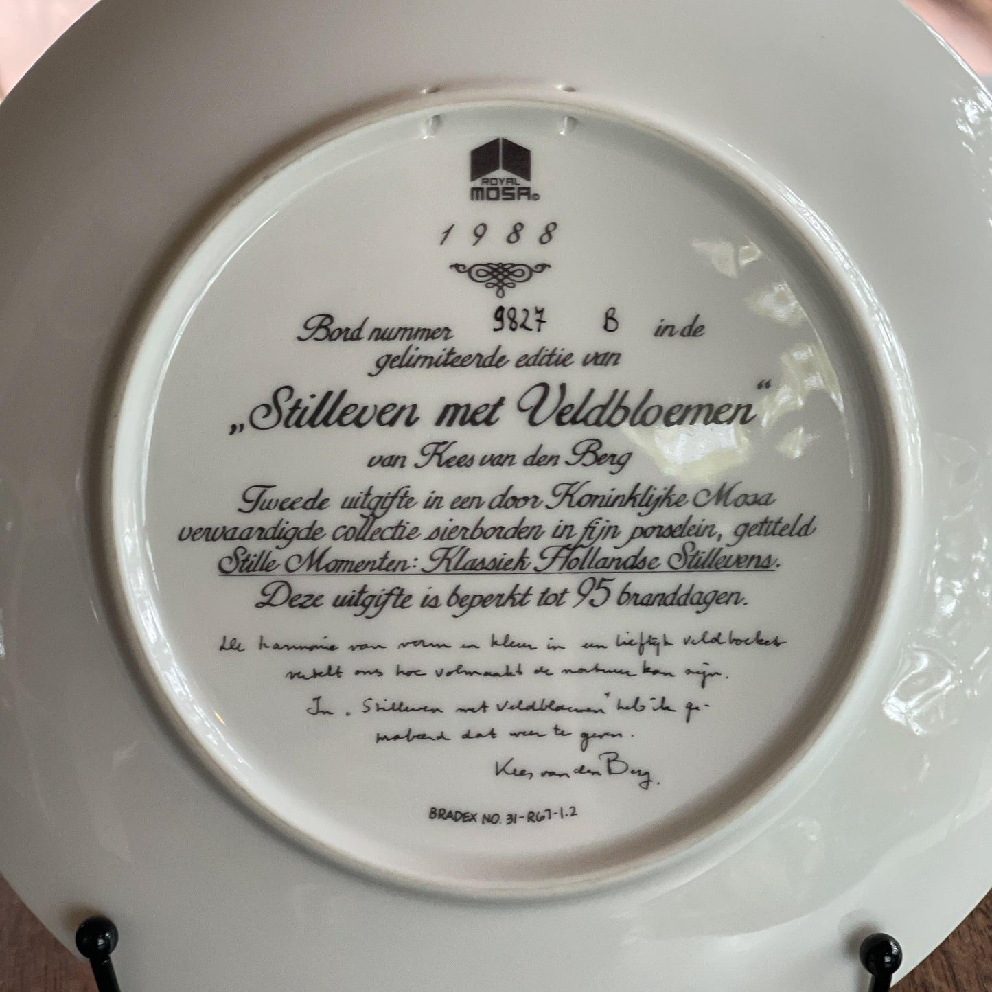 Wandbord "Stilleven met Veldbloemen" Kees van den Berg - Bamestra Curiosa