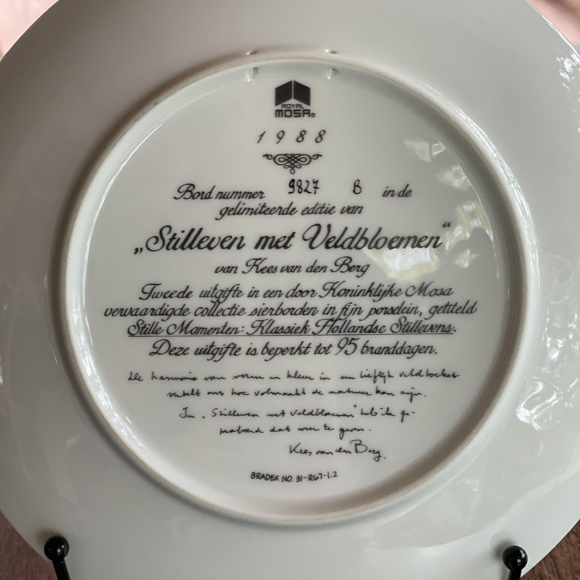 Wandbord "Stilleven met Veldbloemen" Kees van den Berg - Bamestra Curiosa