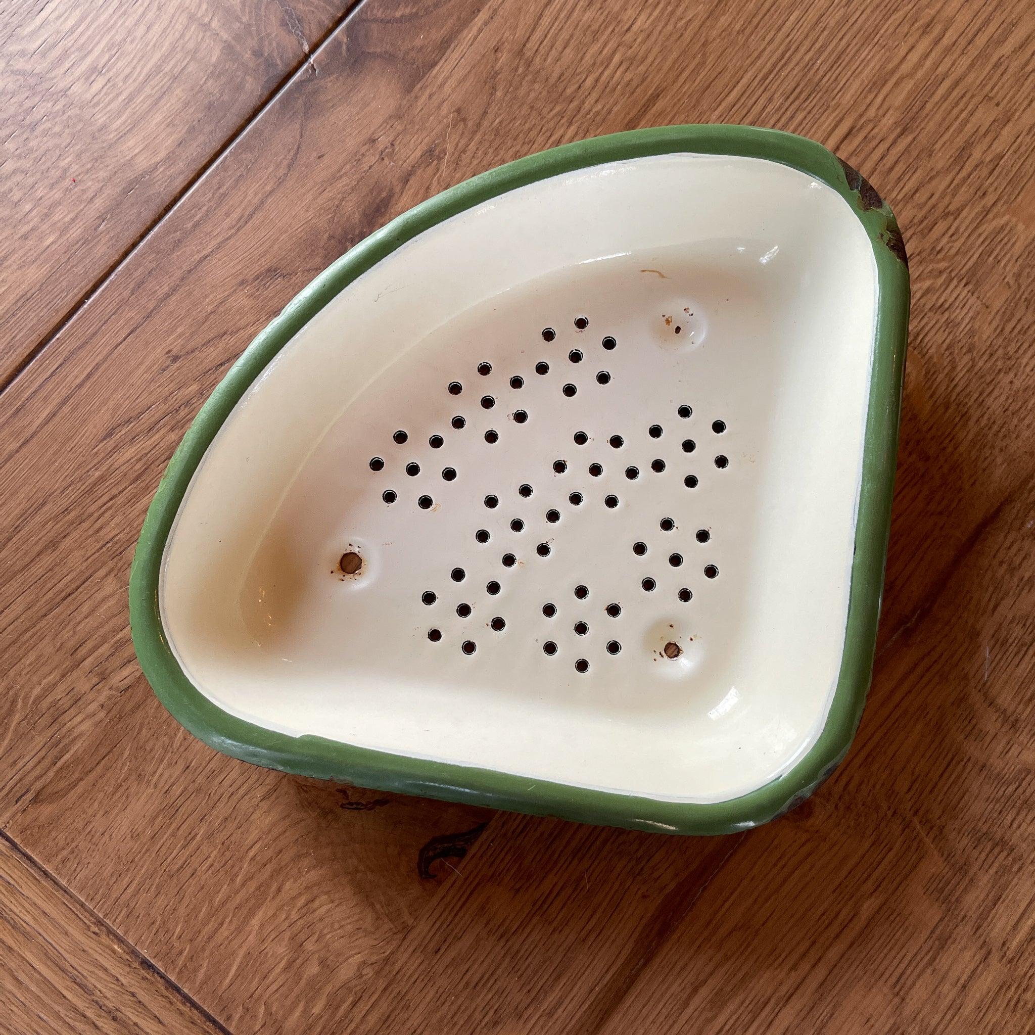 Wit groen geëmailleerd gootsteen afval bakje - The Collectionist