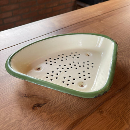 Wit groen geëmailleerd gootsteen afval bakje - Bamestra Curiosa