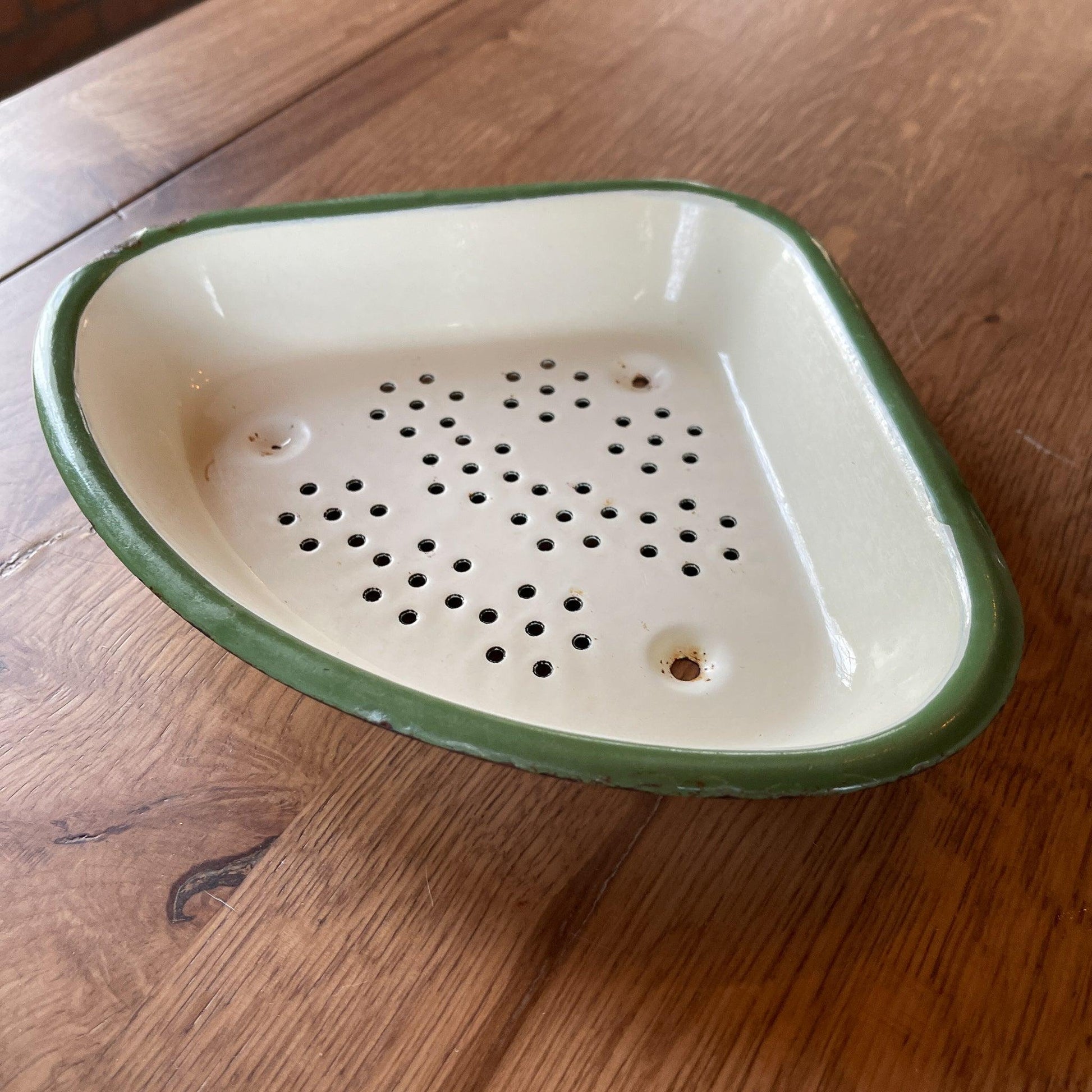 Wit groen geëmailleerd gootsteen afval bakje - Bamestra Curiosa