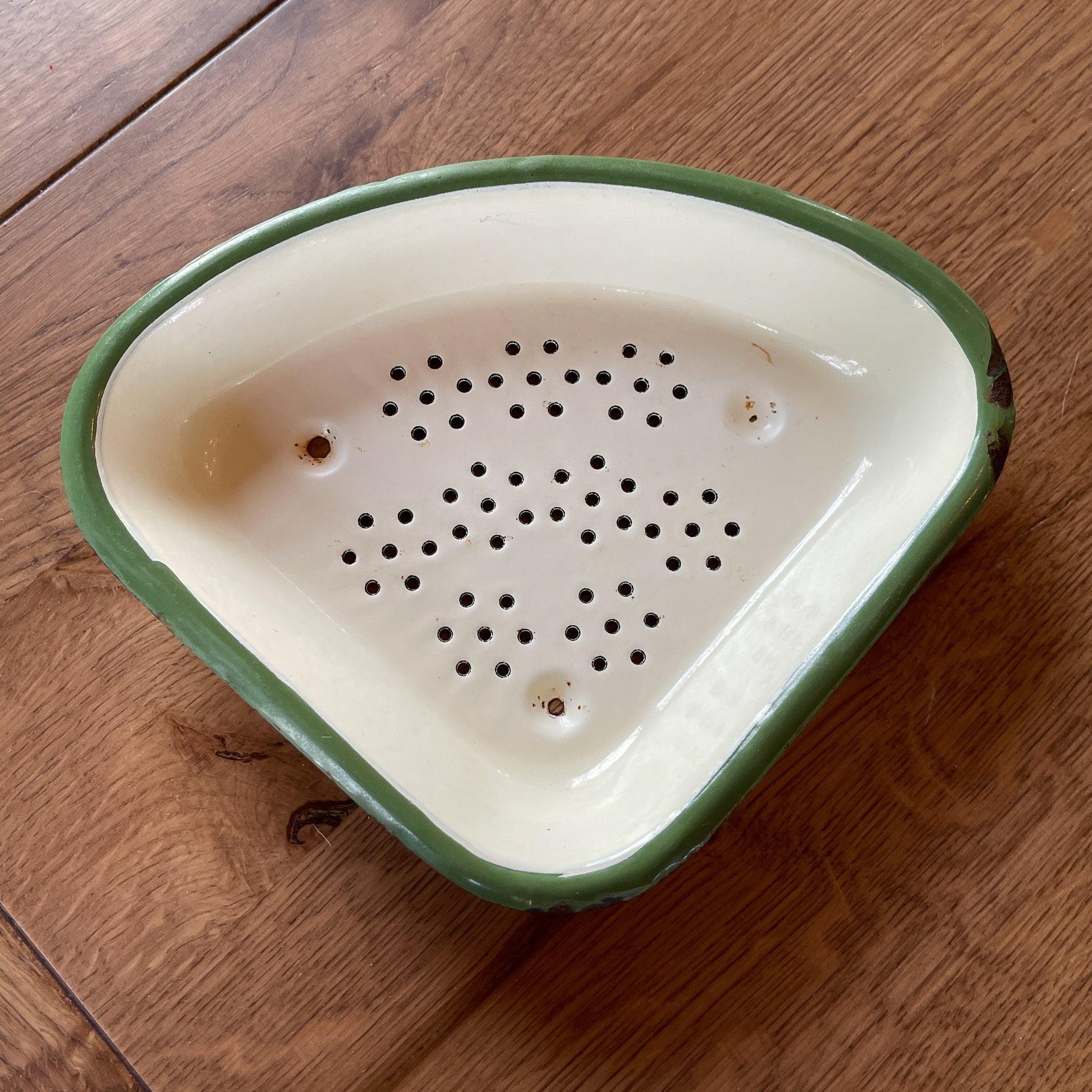 Wit groen geëmailleerd gootsteen afval bakje - Bamestra Curiosa