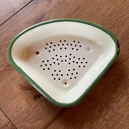 Wit groen geëmailleerd gootsteen afval bakje - Bamestra Curiosa