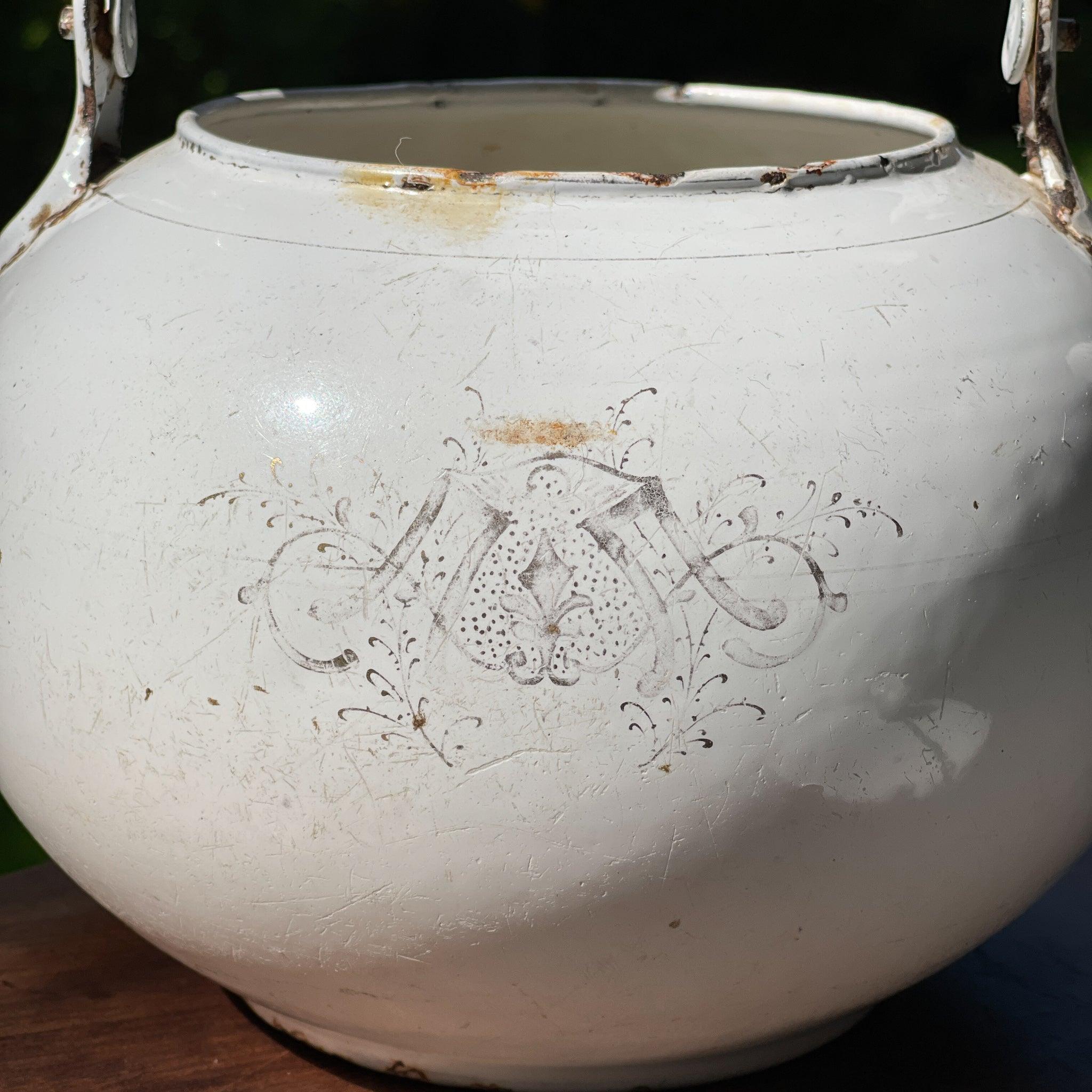 Witte emaille chocolade ketel - The Collectionist