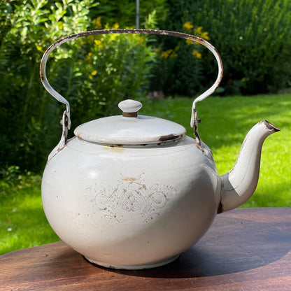 Witte emaille chocolade ketel - Bamestra Curiosa