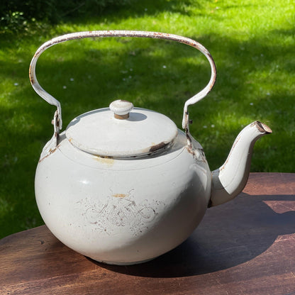 Witte emaille chocolade ketel - Bamestra Curiosa