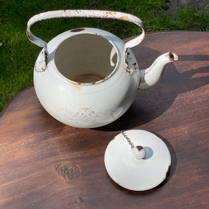 Witte emaille chocolade ketel - Bamestra Curiosa