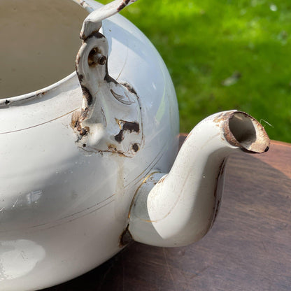 Witte emaille chocolade ketel - Bamestra Curiosa