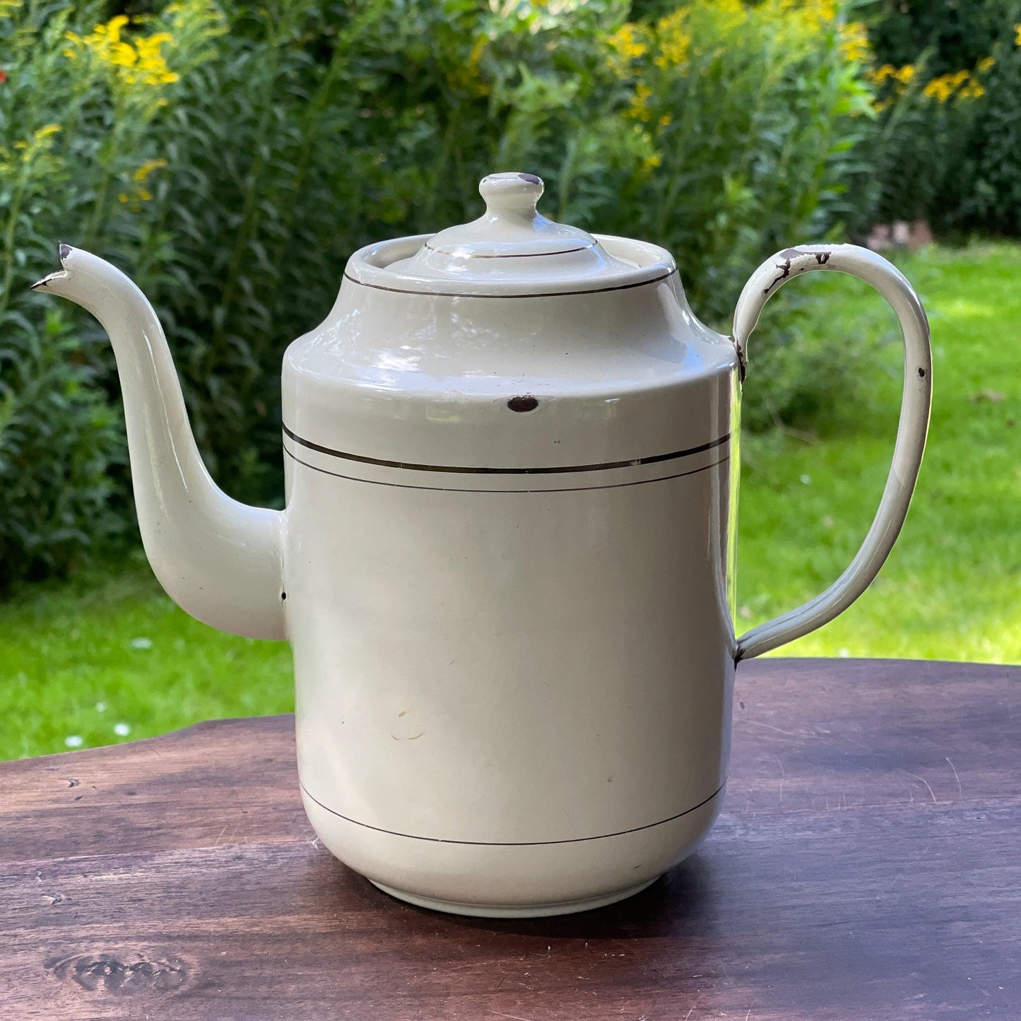 Witte emaille theepot / koffiepot - Bamestra Curiosa