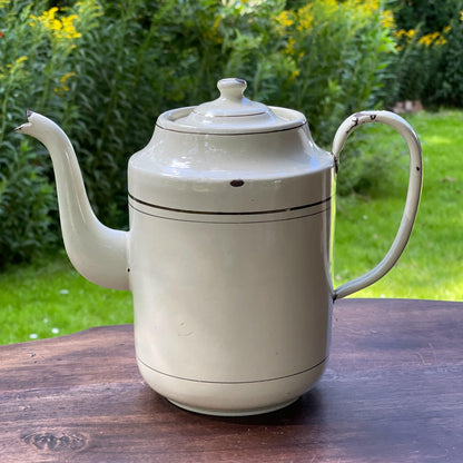 Witte emaille theepot / koffiepot - Bamestra Curiosa