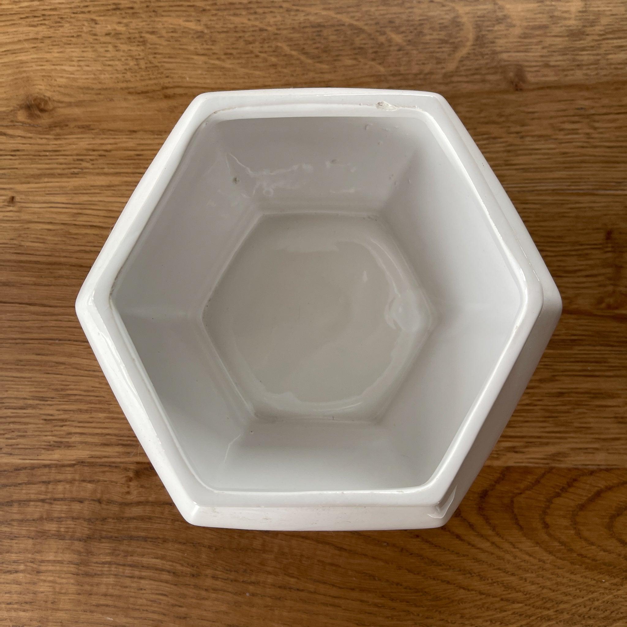 Witte porseleinen hexagon pot met deksel - The Collectionist