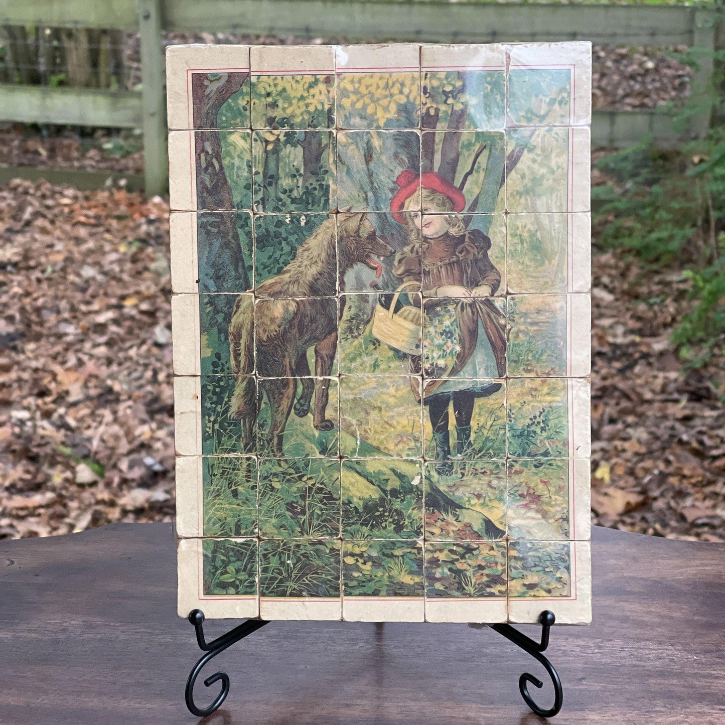 Zeldzame blokken puzzel van hout met o.a. Roodkapje - Bamestra Curiosa