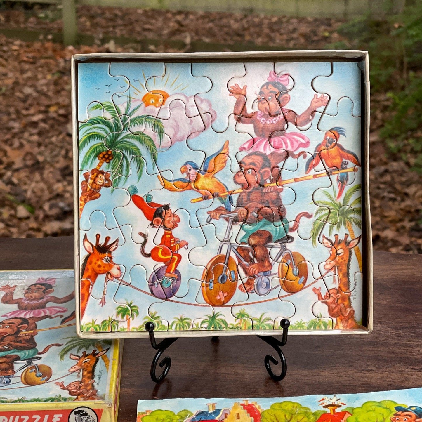 Zeldzame dubbele vintage Simplex jigsaw puzzel van hout - The Collectionist