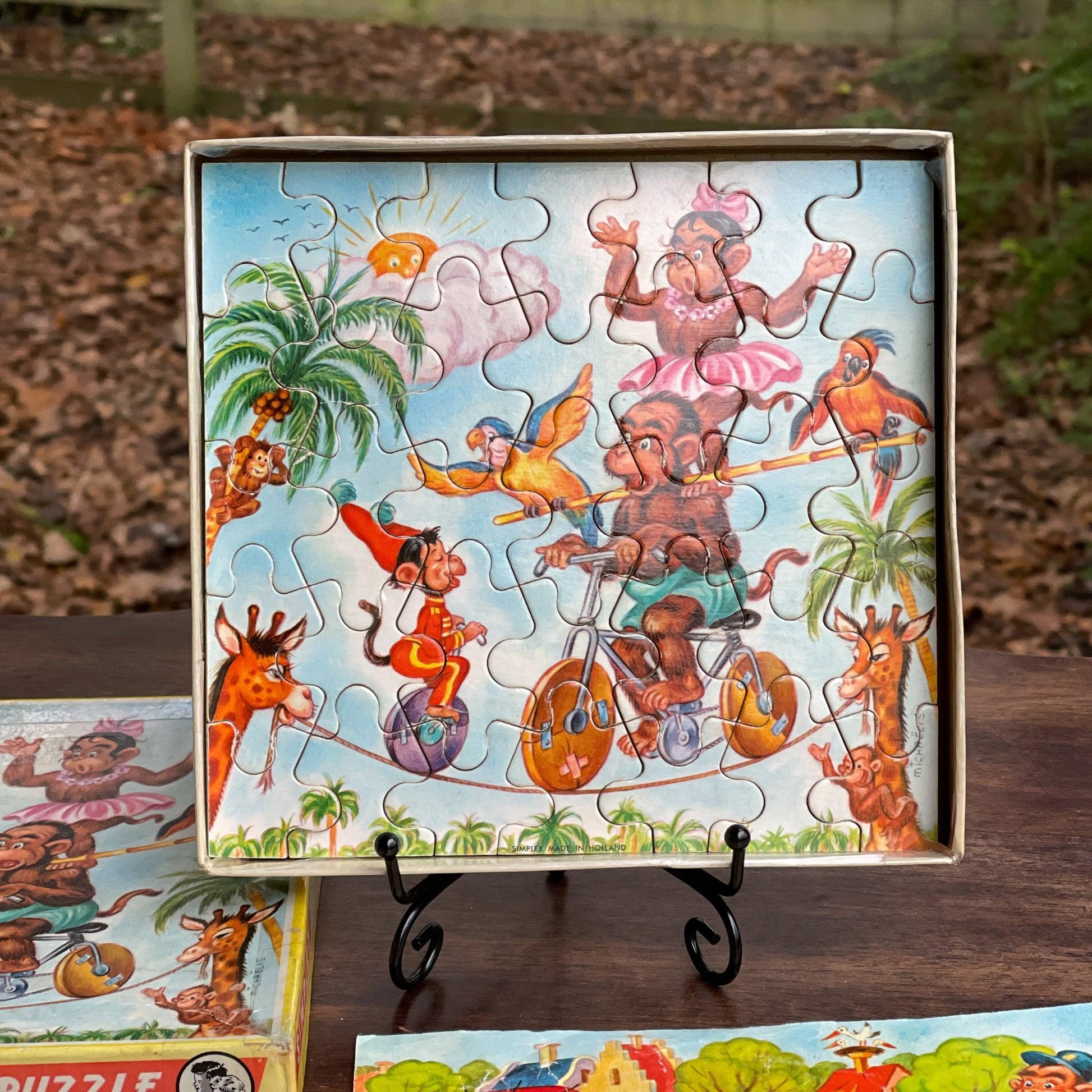 Zeldzame dubbele vintage Simplex jigsaw puzzel van hout - The Collectionist