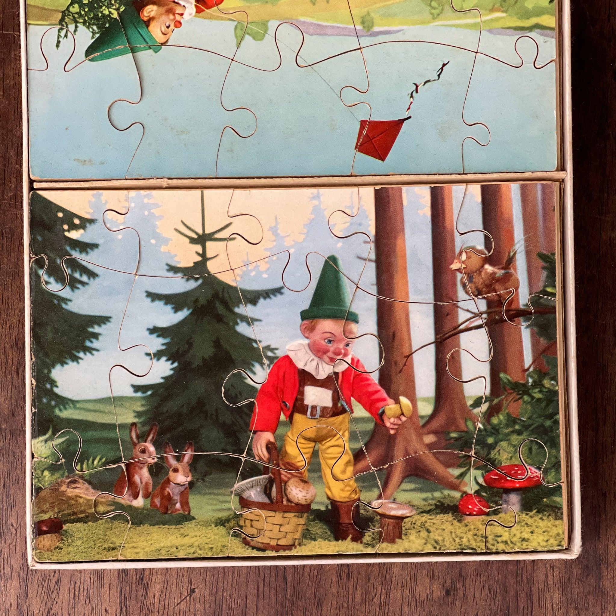 Zeldzamedubbele vintage jigsaw puzzel met kabouters - The Collectionist
